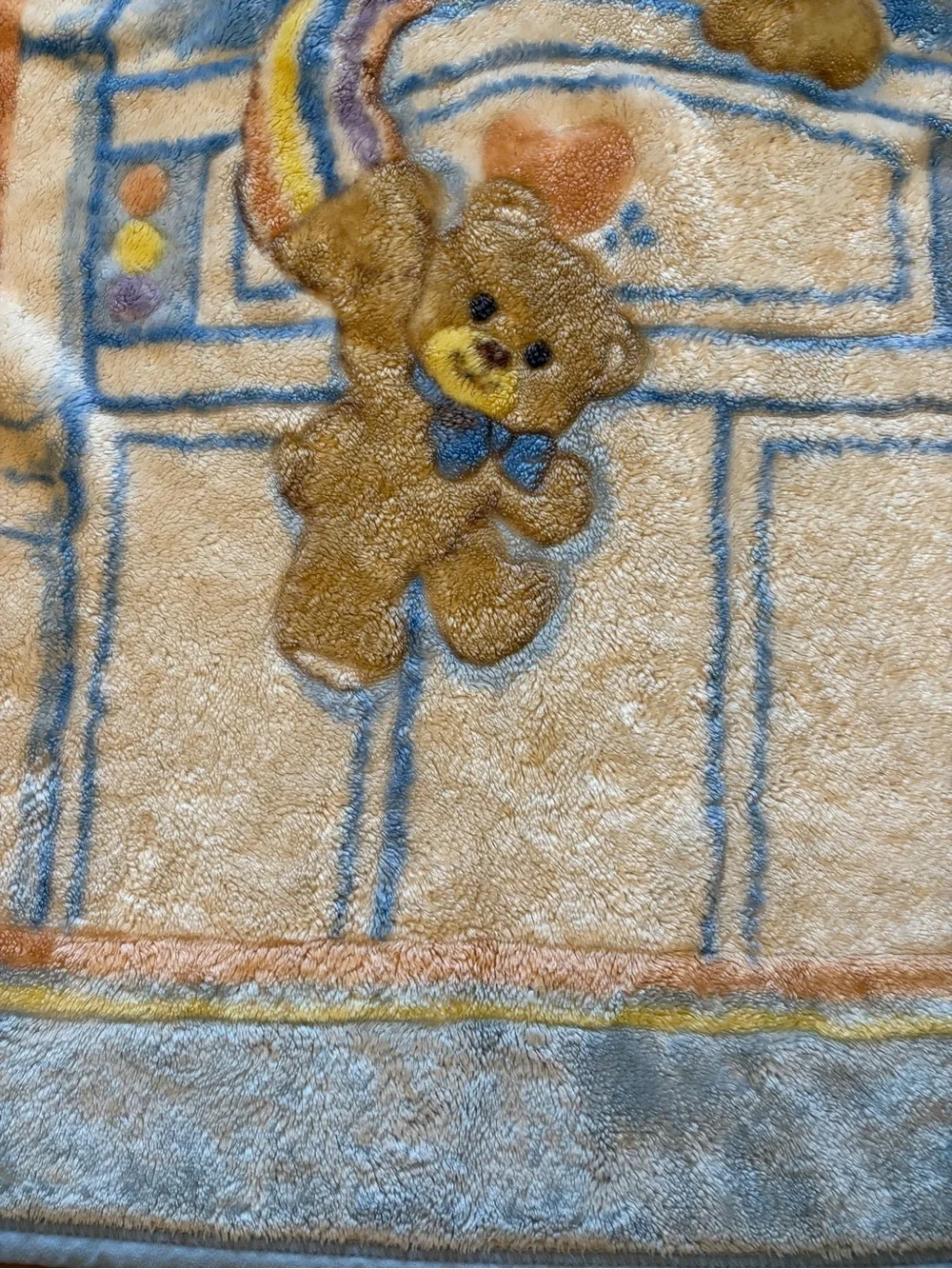 Vintage Iconic Teddy Bears Fleece Crib Blanket 1980’s Super Baby 52x38